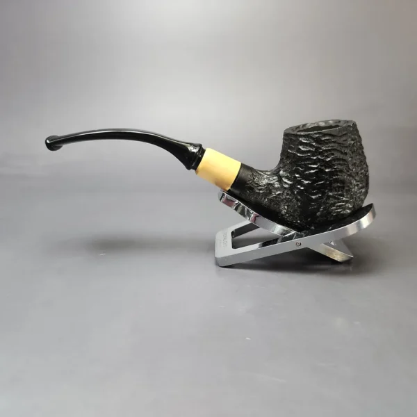 MBSD Briars by Piero Vitale Black Rusticated Brandy w/ Boxwood Briar Pipe, New - Image 7