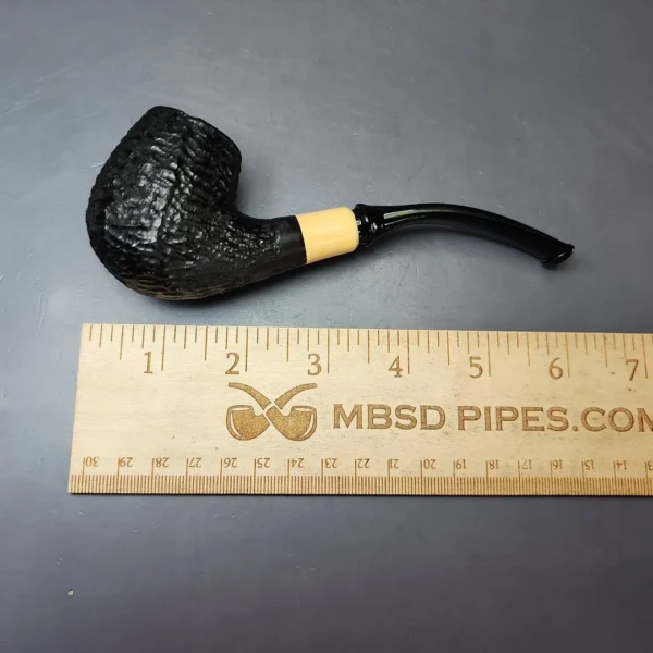 MBSD Briars by Piero Vitale Black Rusticated Brandy w/ Boxwood Briar Pipe, New - Image 8