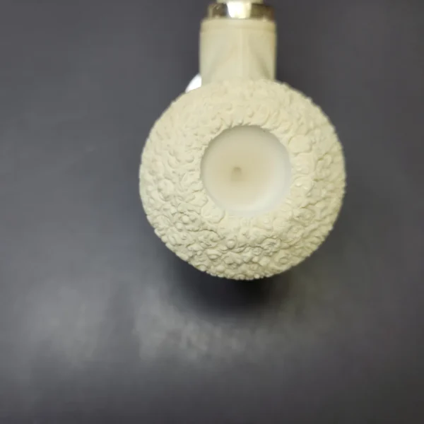 MBSD Meerschaum Silver Floral Rhodesian Reverse Calabash Block Meerschaum Pipe, New - Image 4