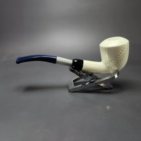 Patrial Latice Dublin w/ Blue Stem & Case Estate Block Meerschaum Pipe, Unsmoked - Image 8