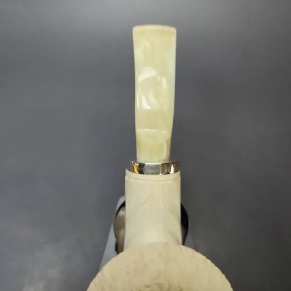 MBSD Meerschaum Silver Floral Rhodesian Reverse Calabash Block Meerschaum Pipe, New - Image 5