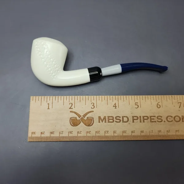 Patrial Latice Dublin w/ Blue Stem & Case Estate Block Meerschaum Pipe, Unsmoked - Image 9