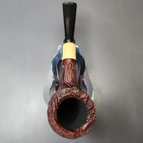 MBSD Briars by Piero Vitale Vintage Sandblasted Billiard w/ Boxwood Briar Pipe, New - Image 4