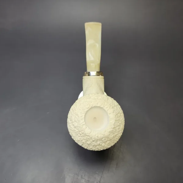 MBSD Meerschaum Silver Floral Rhodesian Reverse Calabash Block Meerschaum Pipe, New - Image 6