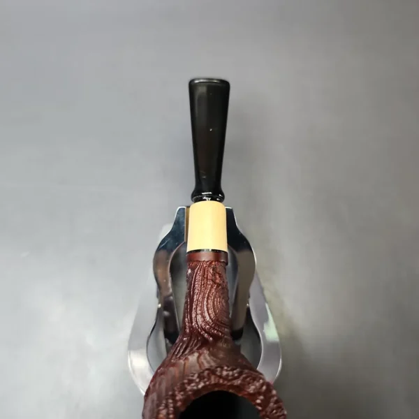 MBSD Briars by Piero Vitale Vintage Sandblasted Billiard w/ Boxwood Briar Pipe, New - Image 5