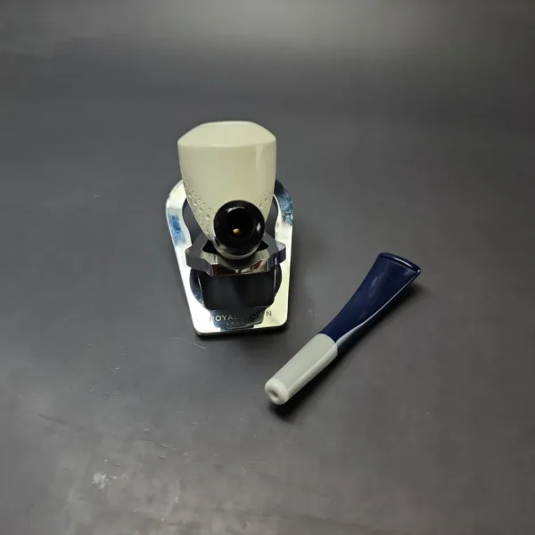 Patrial Latice Dublin w/ Blue Stem & Case Estate Block Meerschaum Pipe, Unsmoked - Image 11