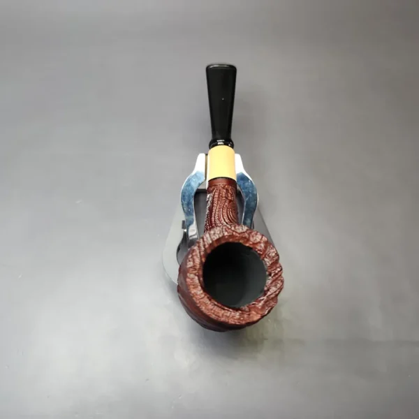 MBSD Briars by Piero Vitale Vintage Sandblasted Billiard w/ Boxwood Briar Pipe, New - Image 6