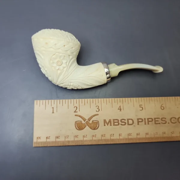 MBSD Meerschaum Silver Floral Rhodesian Reverse Calabash Block Meerschaum Pipe, New - Image 8