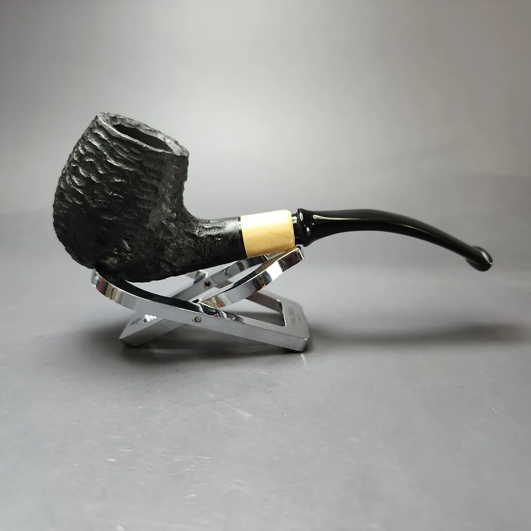 MBSD Briars by Piero Vitale Black Rusticated Brandy w/ Boxwood Briar Pipe, New - Image 2