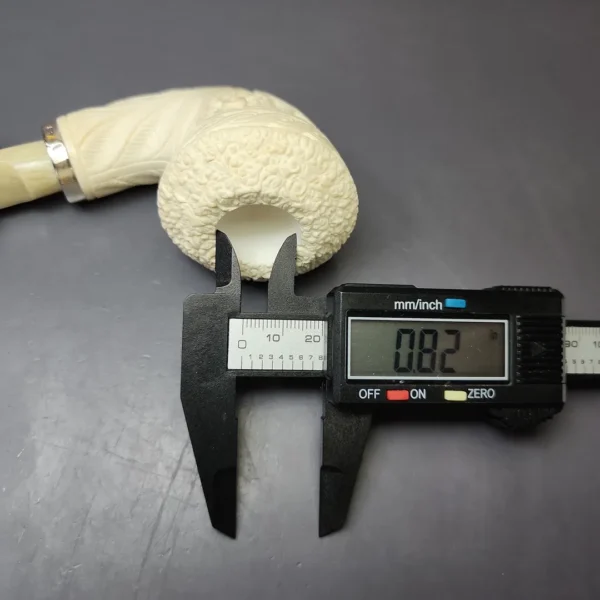 MBSD Meerschaum Silver Floral Rhodesian Reverse Calabash Block Meerschaum Pipe, New - Image 9