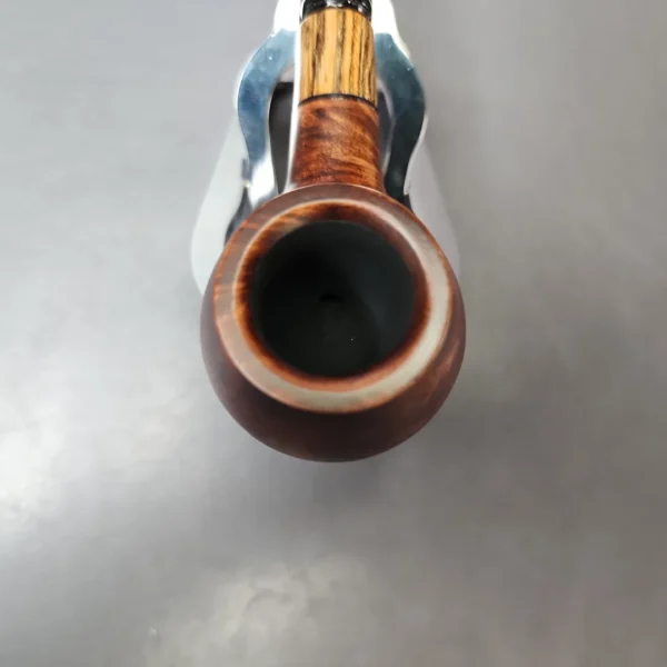 MBSD Briars by Piero Vitale Sienna Contrast Smooth Author w/ Zebrawood Briar Pipe, New - Image 4