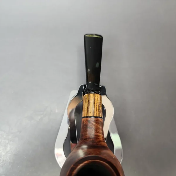 MBSD Briars by Piero Vitale Sienna Contrast Smooth Author w/ Zebrawood Briar Pipe, New - Image 5