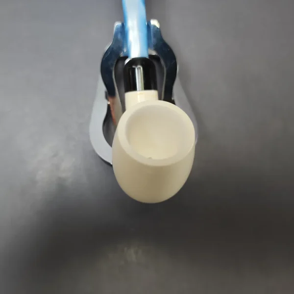 Smooth Bent Billiard w/ Blue Stem & Case Estate Block Meerschaum Pipe, Unsmoked - Image 5