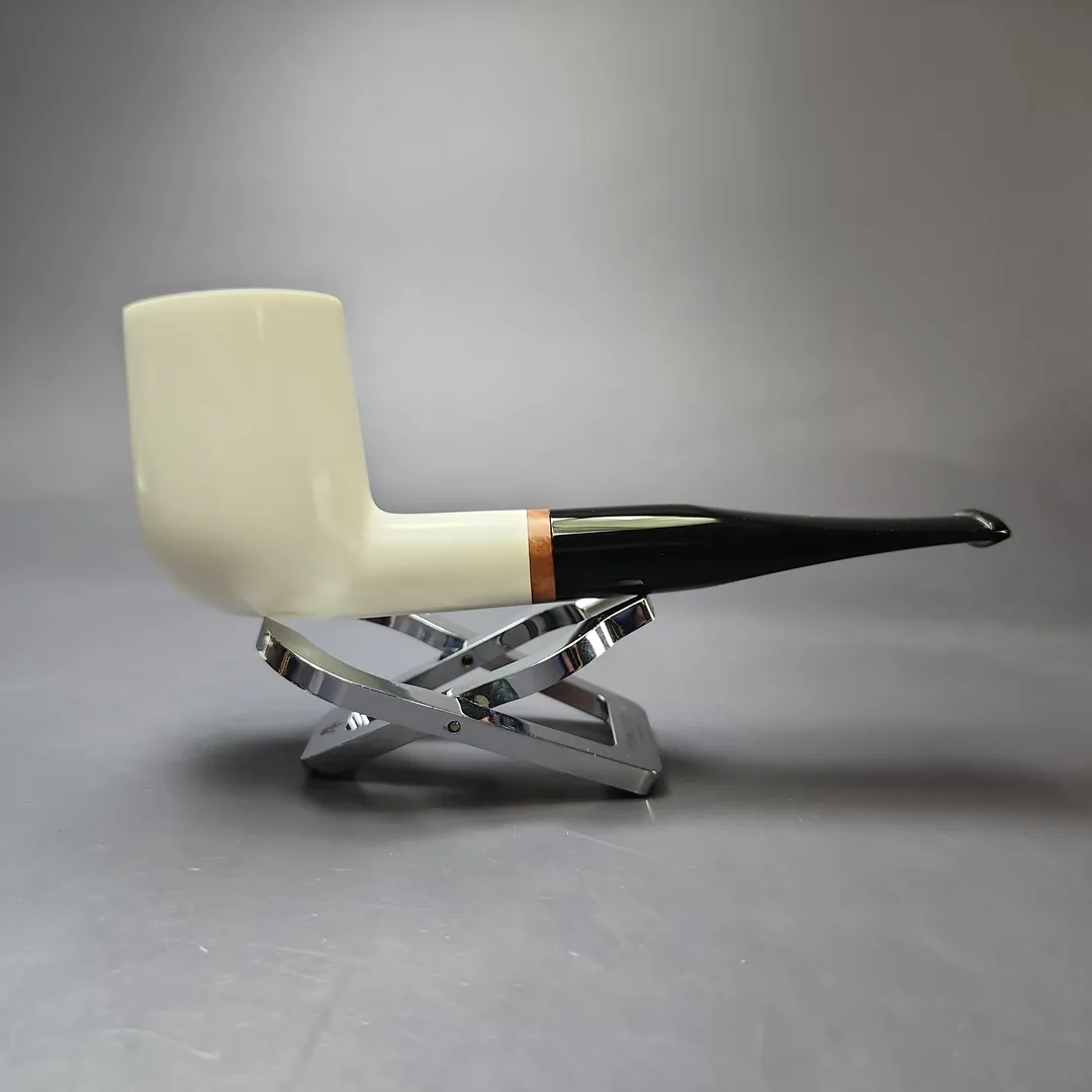 MBSD Meerschaum Deluxe Smooth Billiard Block Meerschaum Pipe, Briar-Mortise, New - Image 2