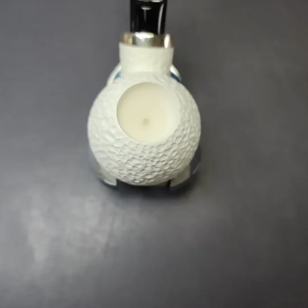 MBSD Meerschaum Silver Rustic Stubby Egg Reverse Calabash Block Meerschaum Pipe, New - Image 4
