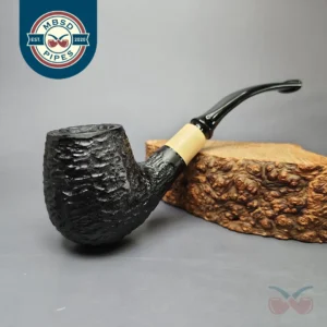 MBSD Briars by Piero Vitale Black Rusticated Brandy w/ Boxwood, Briar Pipe, New
