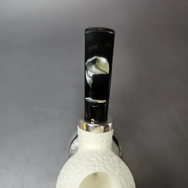 MBSD Meerschaum Silver Rustic Stubby Egg Reverse Calabash Block Meerschaum Pipe, New - Image 5