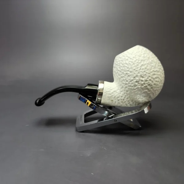 MBSD Meerschaum Silver Rustic Stubby Egg Reverse Calabash Block Meerschaum Pipe, New - Image 7