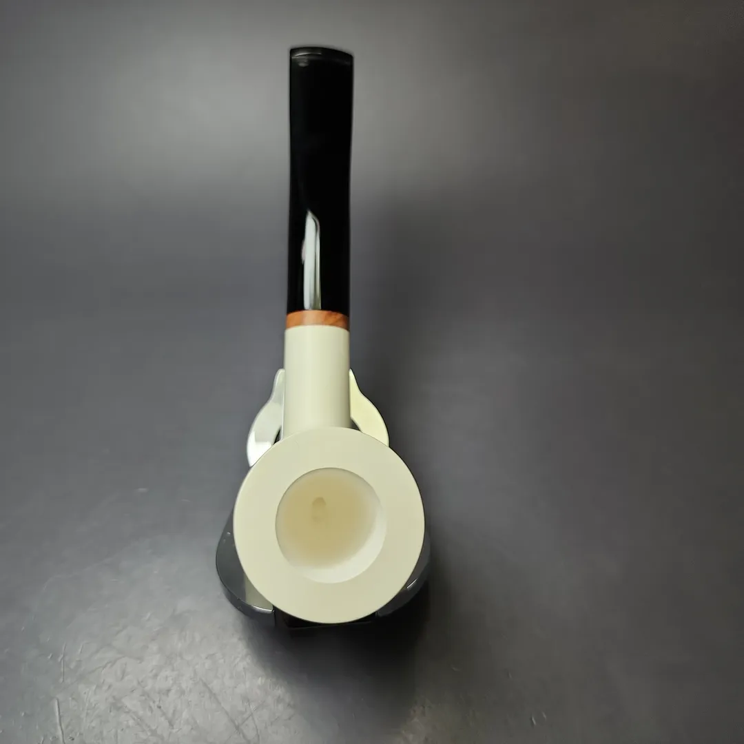 MBSD Meerschaum Deluxe Smooth Billiard Block Meerschaum Pipe, Briar-Mortise, New - Image 6