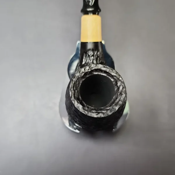 MBSD Briars by Piero Vitale Black Rusticated Brandy w/ Boxwood, Briar Pipe, New - Image 4