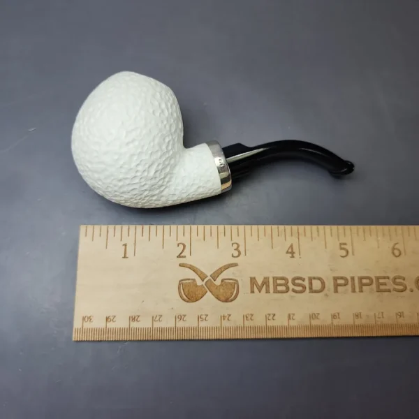 MBSD Meerschaum Silver Rustic Stubby Egg Reverse Calabash Block Meerschaum Pipe, New - Image 8