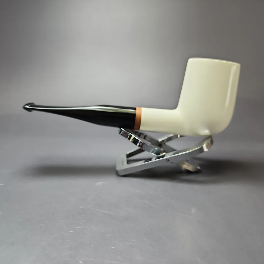 MBSD Meerschaum Deluxe Smooth Billiard Block Meerschaum Pipe, Briar-Mortise, New - Image 7