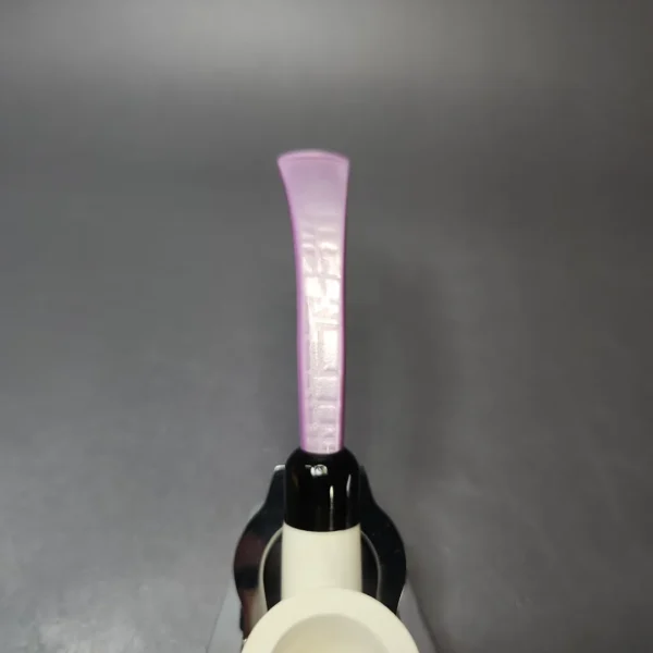 Smooth Bent Billiard w/ Purple Stem & Case Estate Block Meerschaum Pipe, Unsmoked - Image 6