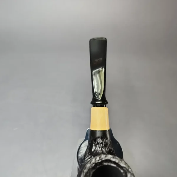 MBSD Briars by Piero Vitale Black Rusticated Brandy w/ Boxwood, Briar Pipe, New - Image 5