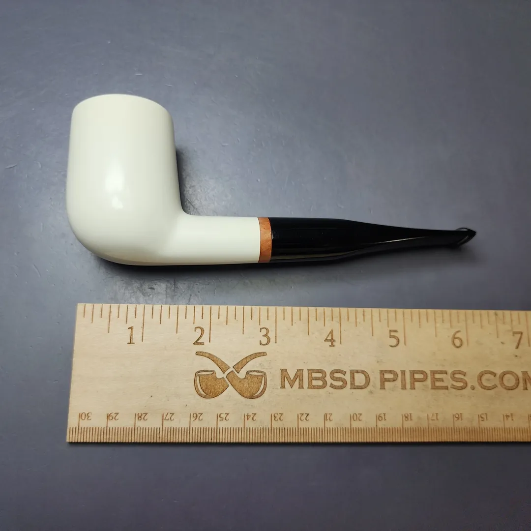 MBSD Meerschaum Deluxe Smooth Billiard Block Meerschaum Pipe, Briar-Mortise, New - Image 8
