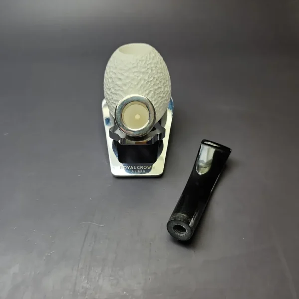 MBSD Meerschaum Silver Rustic Stubby Egg Reverse Calabash Block Meerschaum Pipe, New - Image 10