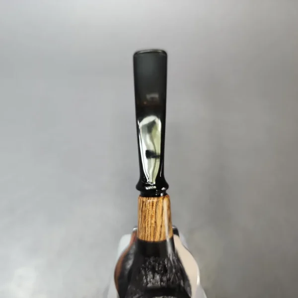 MBSD Briars by Piero Vitale Black Rusticated Brandy w/ Olivewood, Briar Pipe, New - Image 5