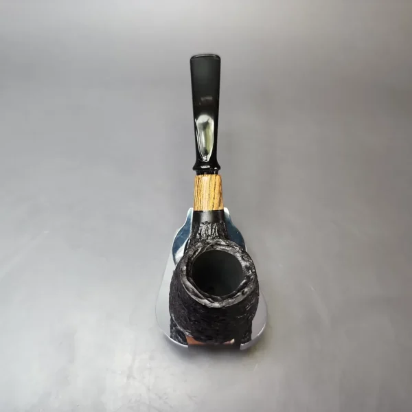 MBSD Briars by Piero Vitale Black Rusticated Brandy w/ Olivewood, Briar Pipe, New - Image 6