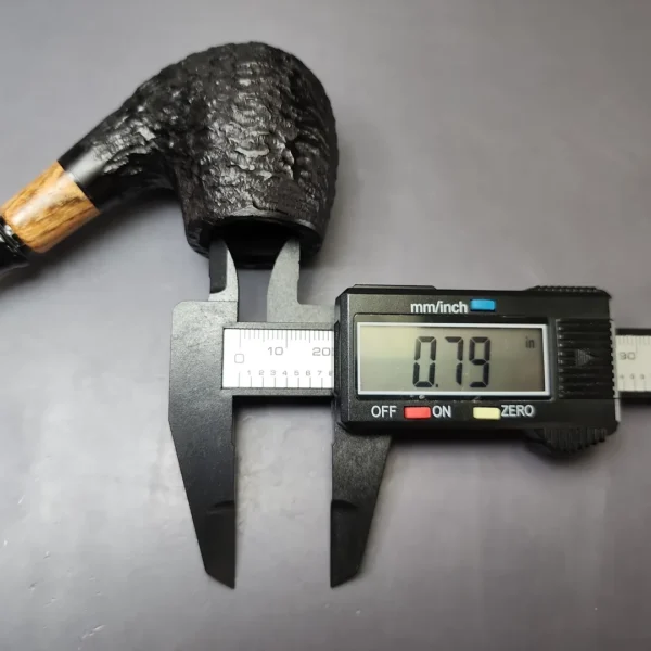 MBSD Briars by Piero Vitale Black Rusticated Brandy w/ Olivewood, Briar Pipe, New - Image 9