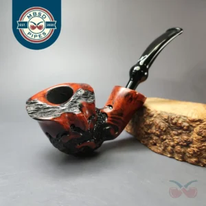 Nording Moss Partially Rusticated Freehand Estate Briar Pipe, Unsmoked