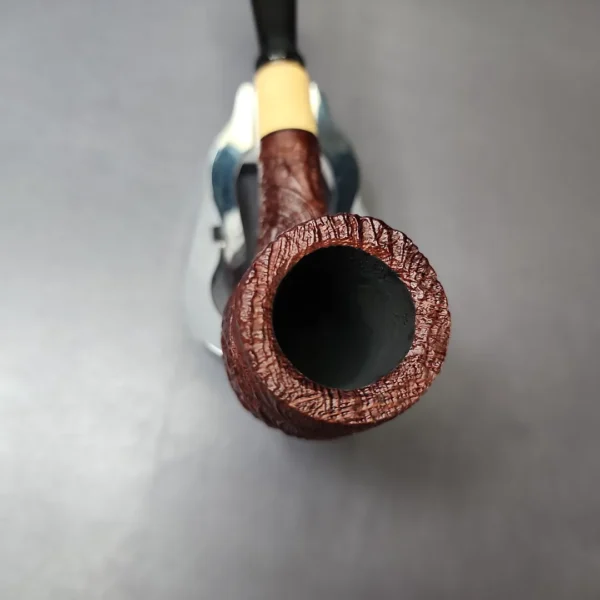 MBSD Briars by Piero Vitale Vintage Sandblasted Billiard w/ Boxwood Briar Pipe, New - Image 4