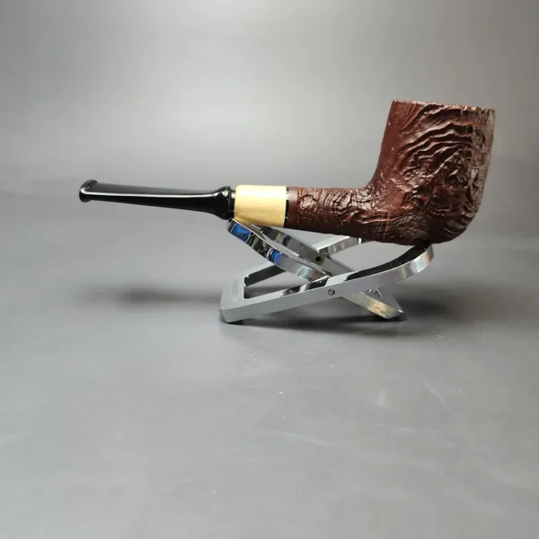 MBSD Briars by Piero Vitale Vintage Sandblasted Billiard w/ Boxwood Briar Pipe, New - Image 7