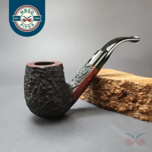 James Upshall Bark Group 6 Partially Rusticated Bent Billiard Estate Briar Pipe, Unsmoked
