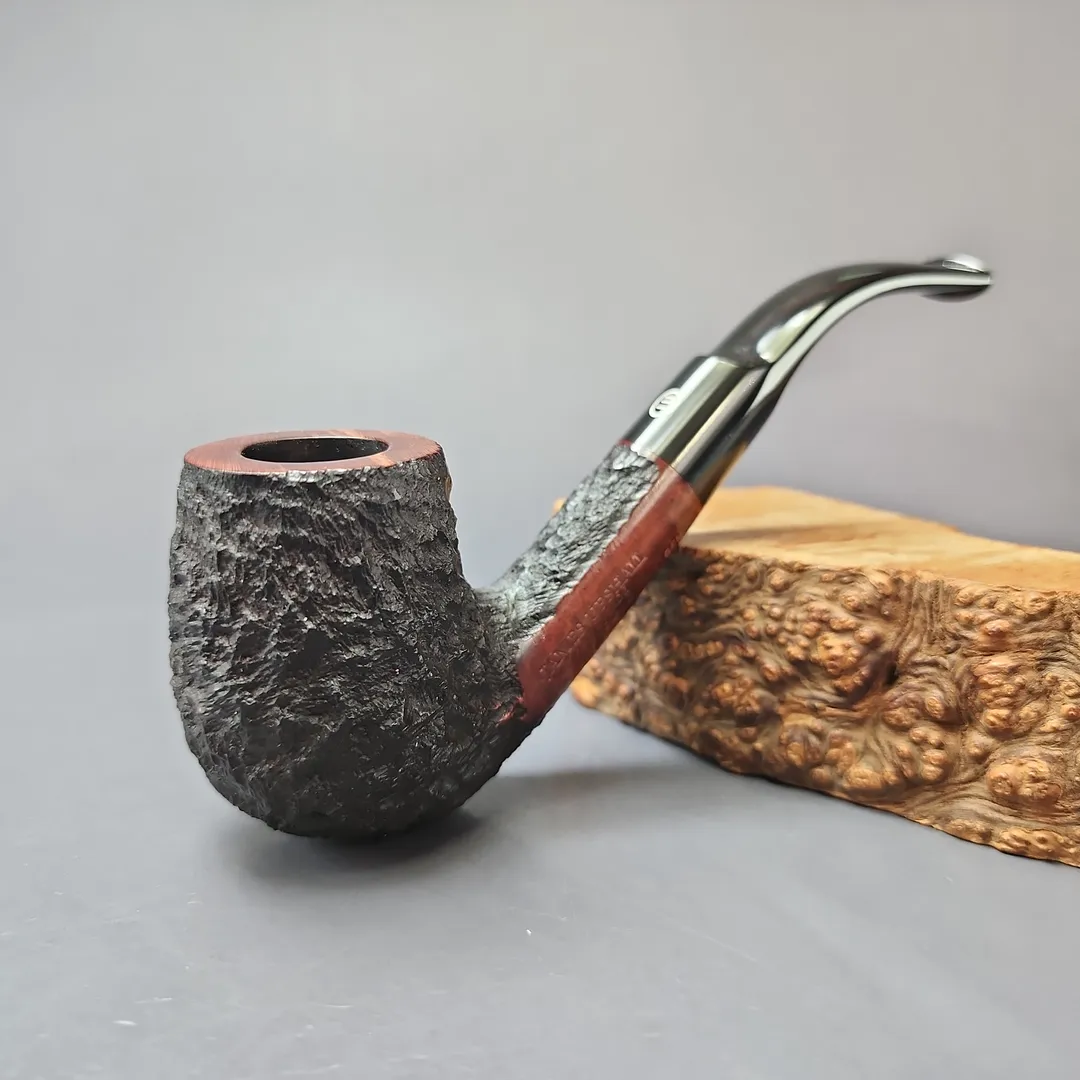 James Upshall Bark Group 6 Partially Rusticated Bent Billiard Estate Briar Pipe, Unsmoked - Image 2