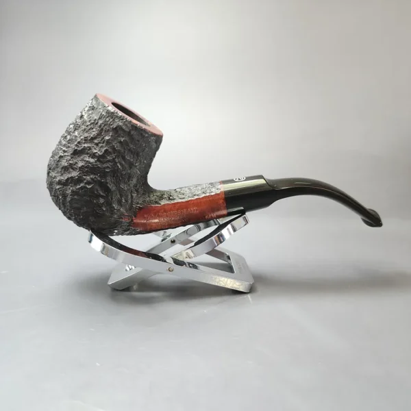 James Upshall Bark Group 6 Partially Rusticated Bent Billiard Estate Briar Pipe, Unsmoked - Image 3