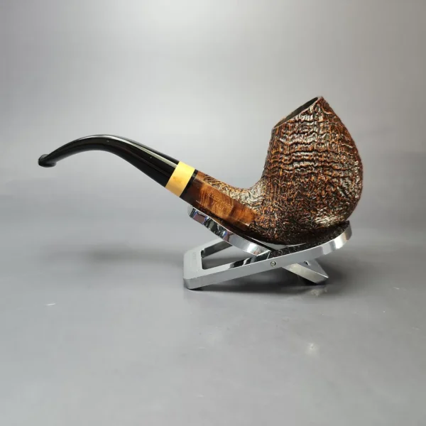 Ascorti Sabbia Di Oro Sandblasted Egg w/ Boxwood Estate Briar Pipe, Unsmoked - Image 7