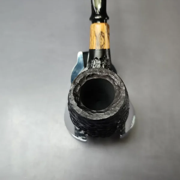 MBSD Briars by Piero Vitale Black Rusticated Brandy w/ Olivewood, Briar Pipe, New - Image 5