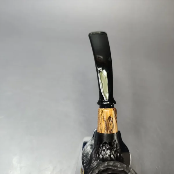 MBSD Briars by Piero Vitale Black Rusticated Brandy w/ Olivewood, Briar Pipe, New - Image 6