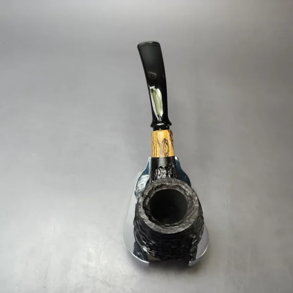 MBSD Briars by Piero Vitale Black Rusticated Brandy w/ Olivewood, Briar Pipe, New - Image 7