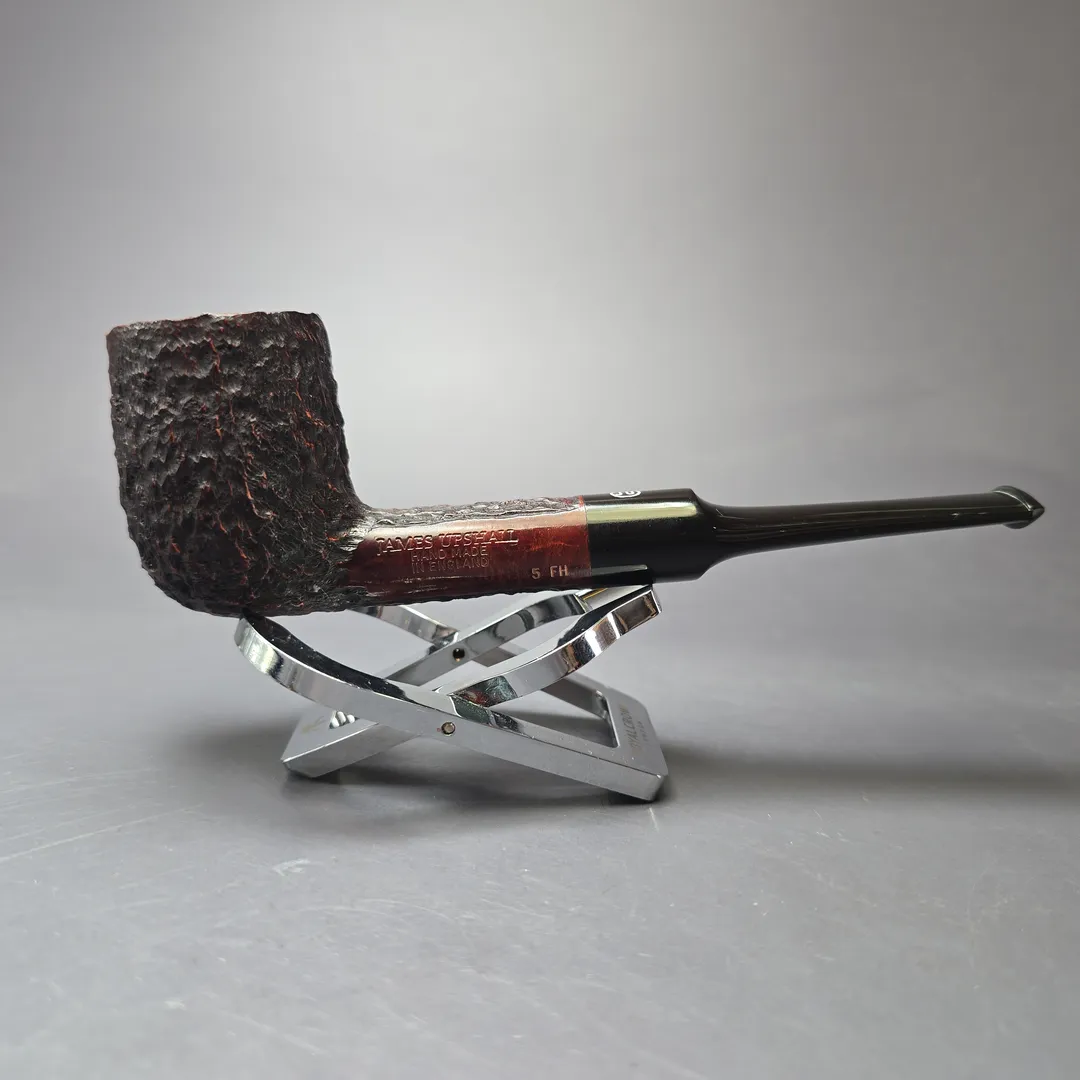 James Upshall Bark Group 5 Rusticated Billiard Estate Briar Pipe, Unsmoked - Image 2