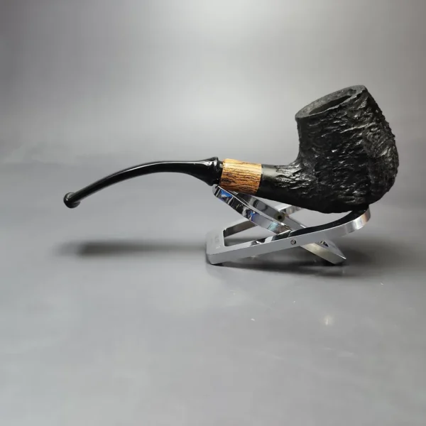 MBSD Briars by Piero Vitale Black Rusticated Brandy w/ Olivewood, Briar Pipe, New - Image 8