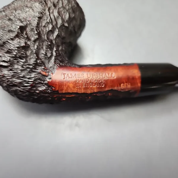 James Upshall Bark Group 6 Partially Rusticated Bent Billiard Estate Briar Pipe, Unsmoked - Image 12