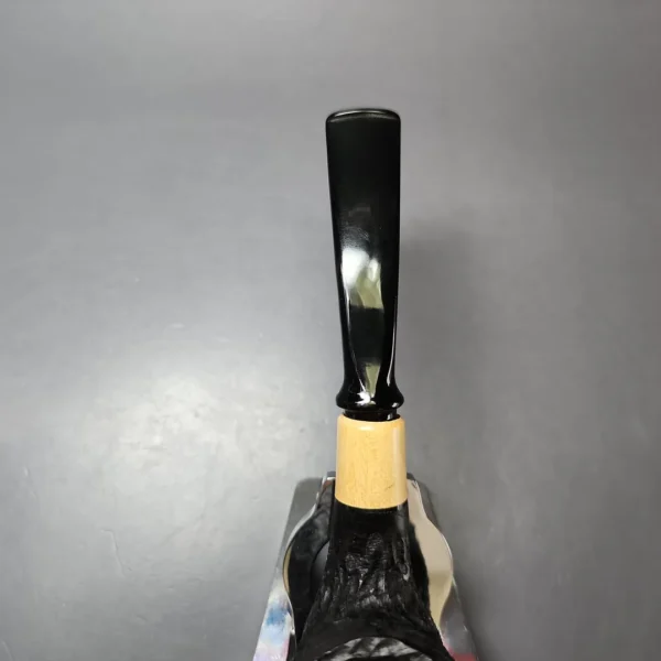MBSD Briars by Piero Vitale Black Rusticated Brandy w/ Boxwood Briar Pipe, New - Image 6