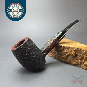 James Upshall Bark Group 6 Partially Rusticated Poker Estate Briar Pipe, Unsmoked