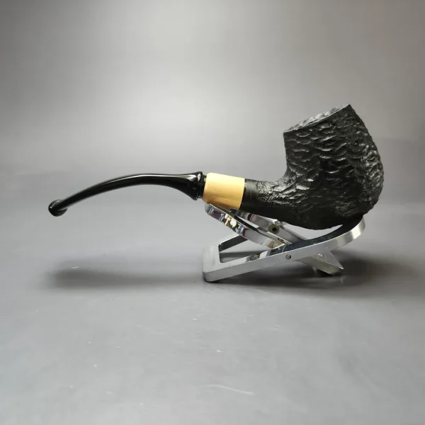 MBSD Briars by Piero Vitale Black Rusticated Brandy w/ Boxwood Briar Pipe, New - Image 8