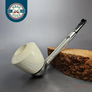 Falcon Chrome Dental w/ MBSD Meerschaum Dublin Block Meerschaum Bowl Pipe, New